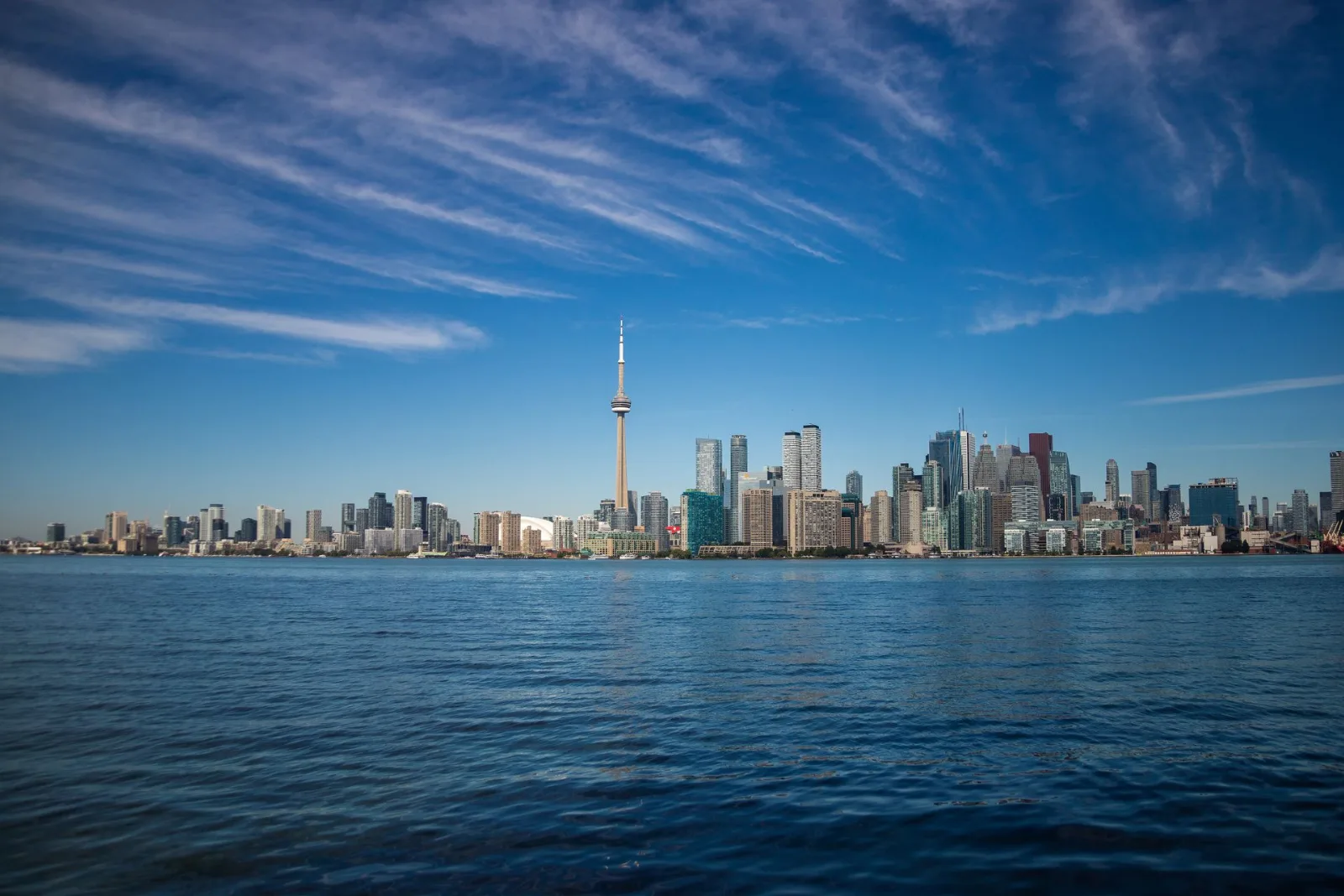 The Toronto skyline and CN Tower from the waterfront